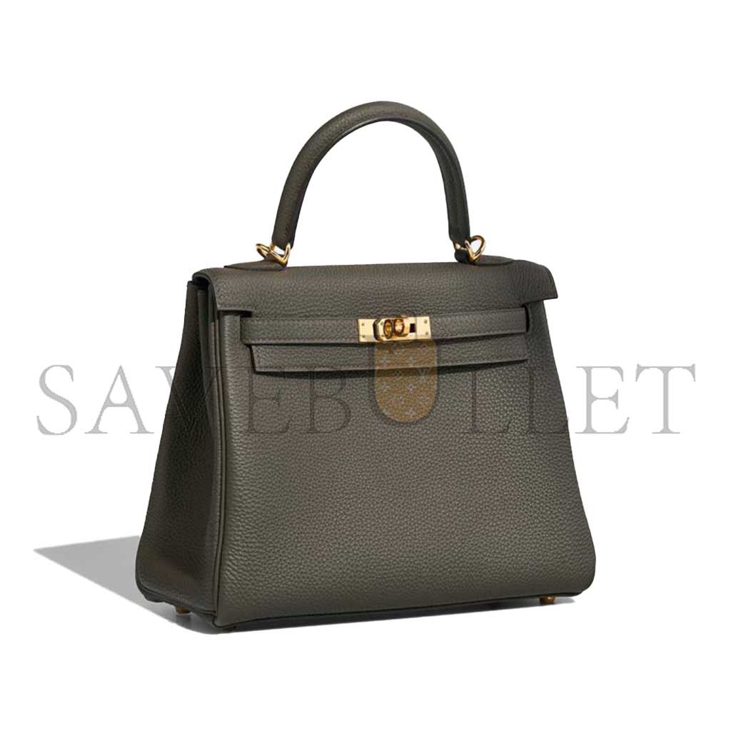HERMÈS KELLY 25 TOGO VERT DE GRIS (25*17*7cm)